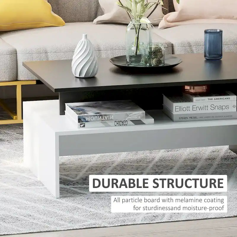 Table basse de style moderne : Table de salon rectangulaire à double plateau