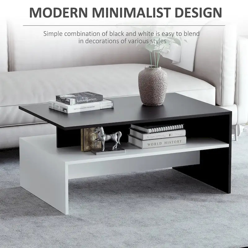 Table basse de style moderne : Table de salon rectangulaire à double plateau