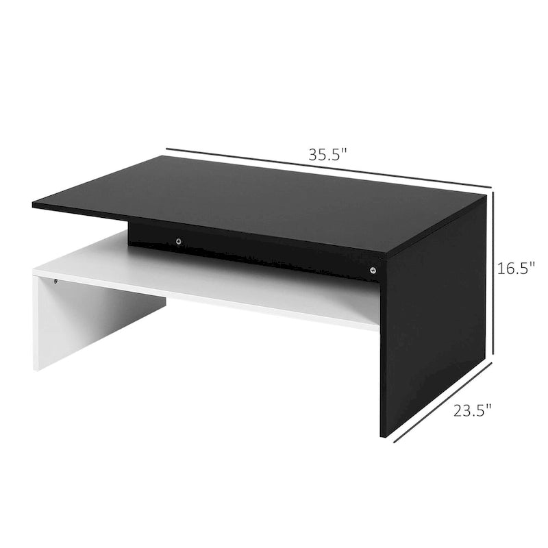 Table basse de style moderne : Table de salon rectangulaire à double plateau