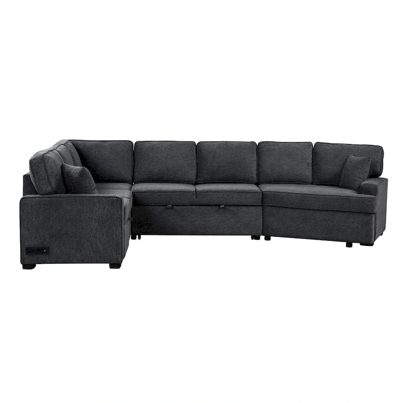 Canapé d'angle en U de 320 cm avec lit gigogne, ports de charge et porte-gobelets