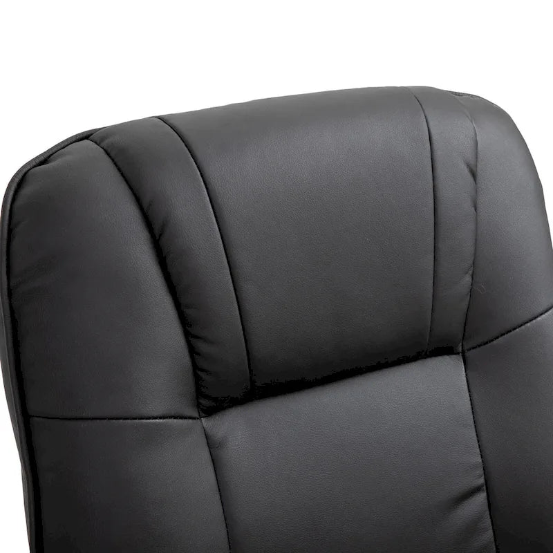 Fauteuil inclinable pivotant manuel avec repose-pieds, accoudoirs et base en bois fermée