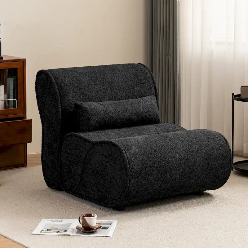 Fauteuil inclinable classique en tissu avec coussin décoratif assorti
