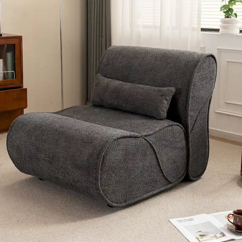 Fauteuil inclinable classique en tissu avec coussin décoratif assorti