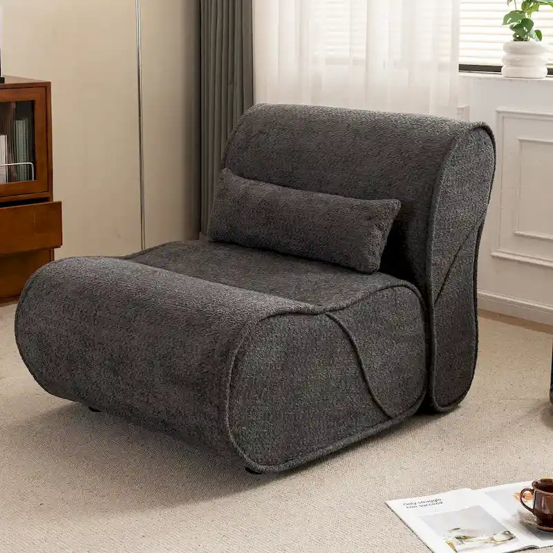 Fauteuil inclinable classique en tissu avec coussin décoratif assorti