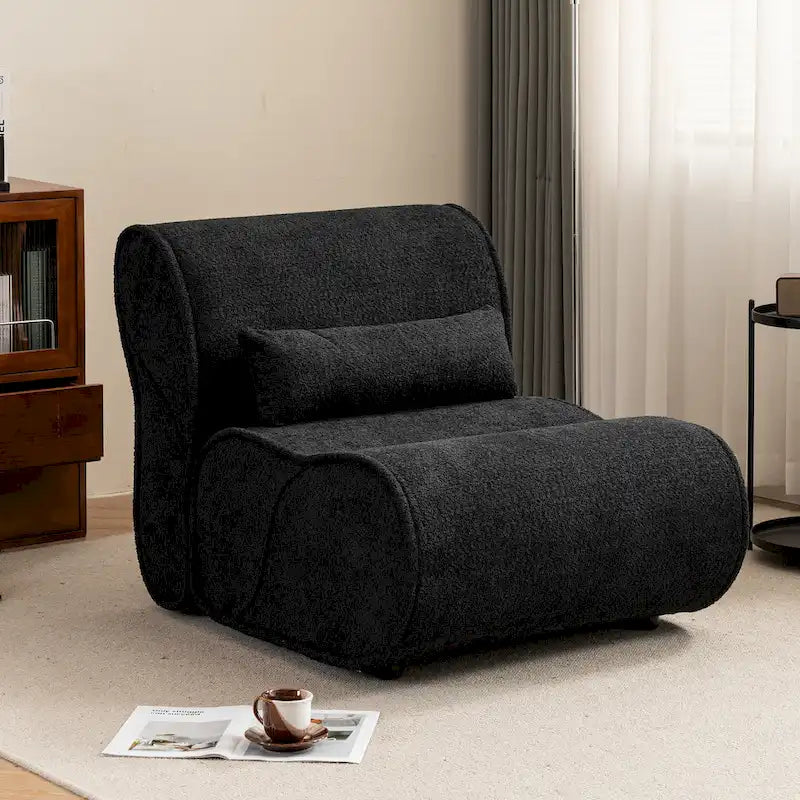 Fauteuil inclinable classique en tissu avec coussin décoratif assorti