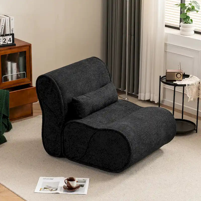 Fauteuil inclinable classique en tissu avec coussin décoratif assorti