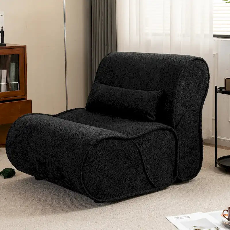 Fauteuil inclinable classique en tissu avec coussin décoratif assorti