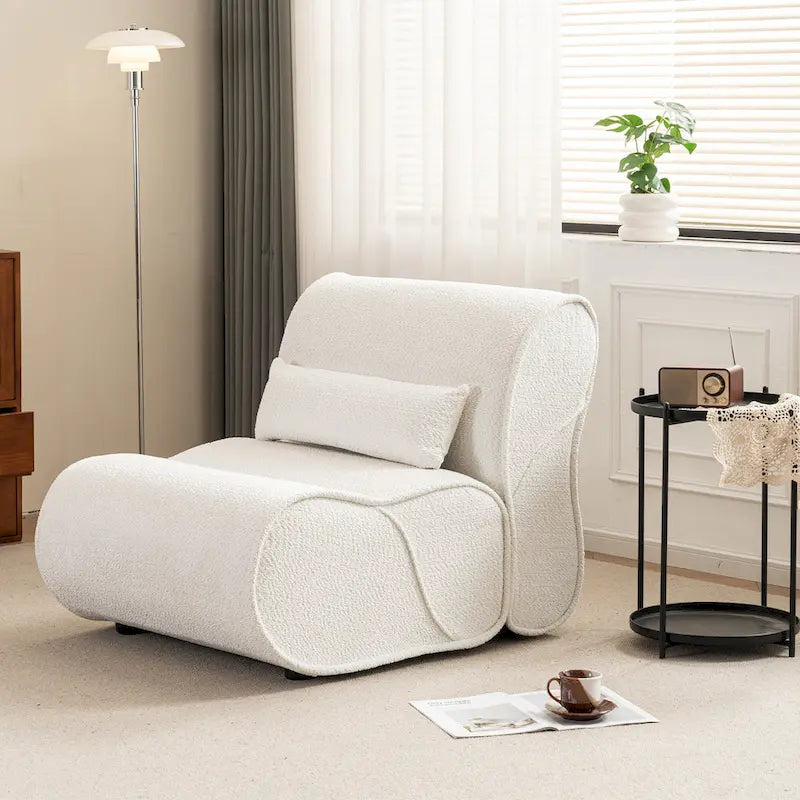 Fauteuil inclinable classique en tissu avec coussin décoratif assorti