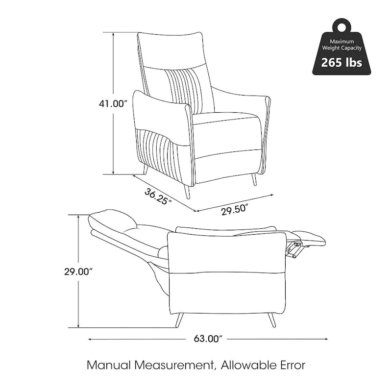 Fauteuil inclinable en tissu avec dossier segmenté
