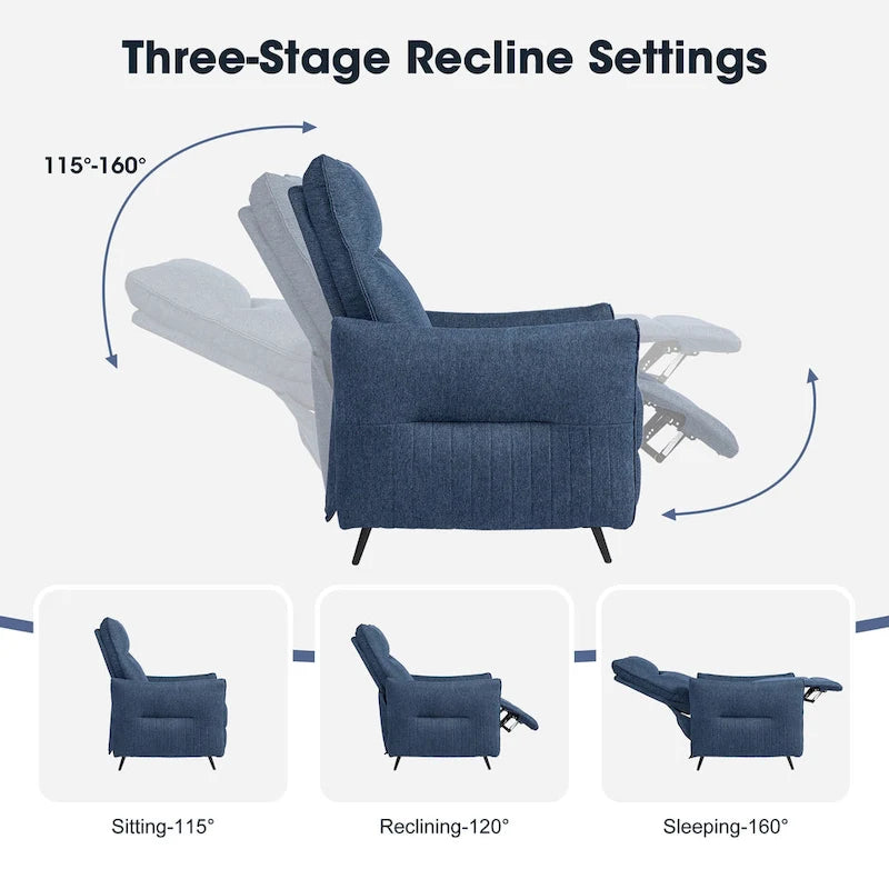 Fauteuil inclinable en tissu avec dossier segmenté