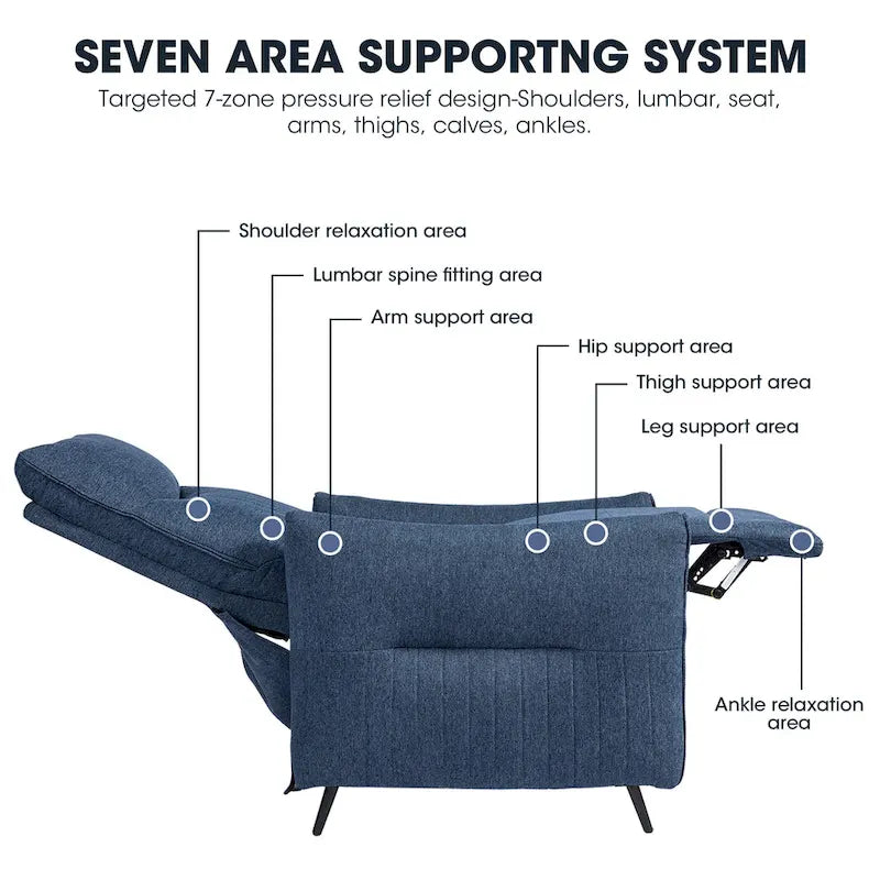 Fauteuil inclinable en tissu avec dossier segmenté
