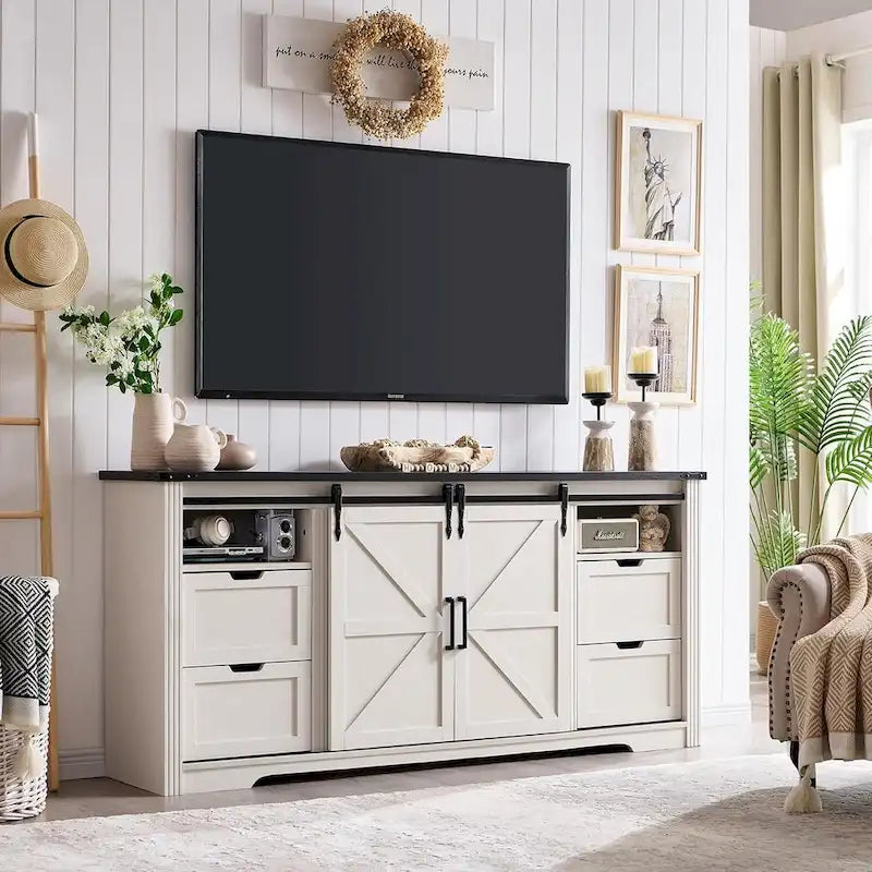 Meuble TV cheminée de style rustique