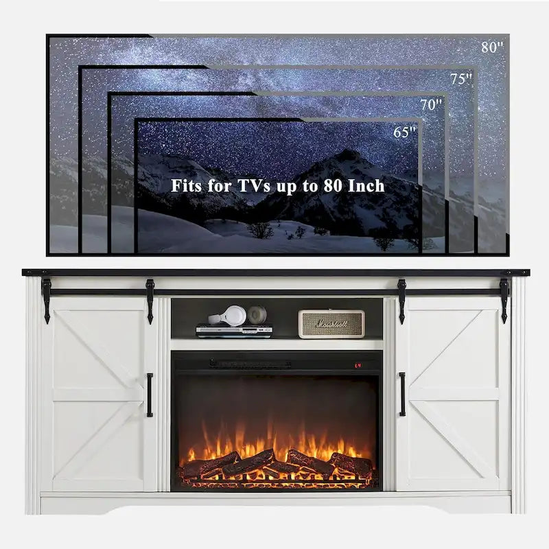 Meuble TV cheminée de style rustique