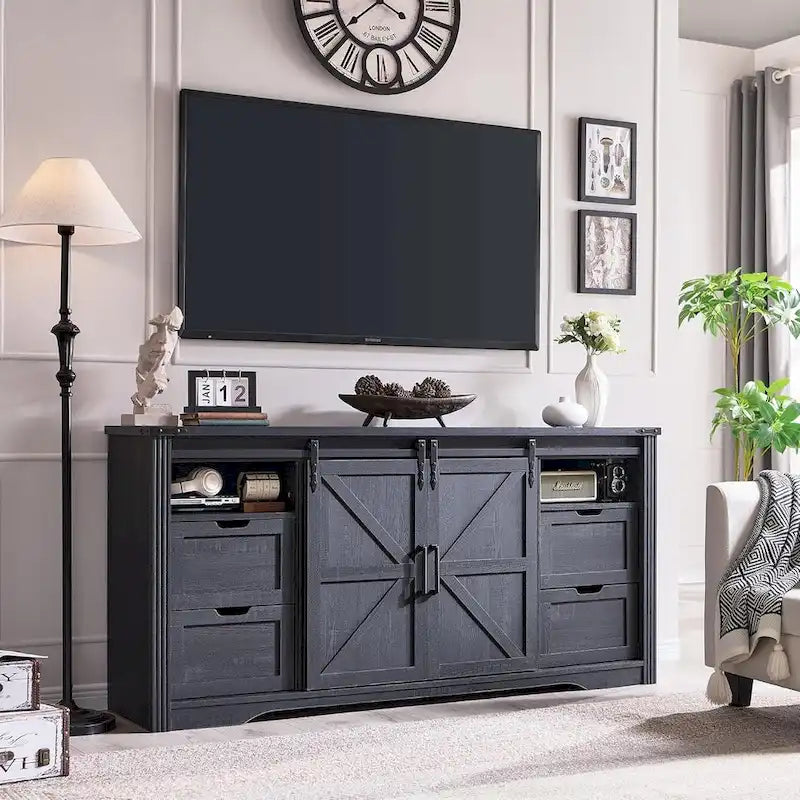 Meuble TV cheminée de style rustique
