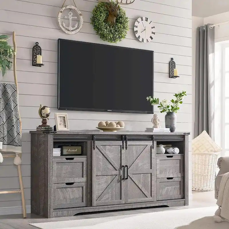 Meuble TV cheminée de style rustique