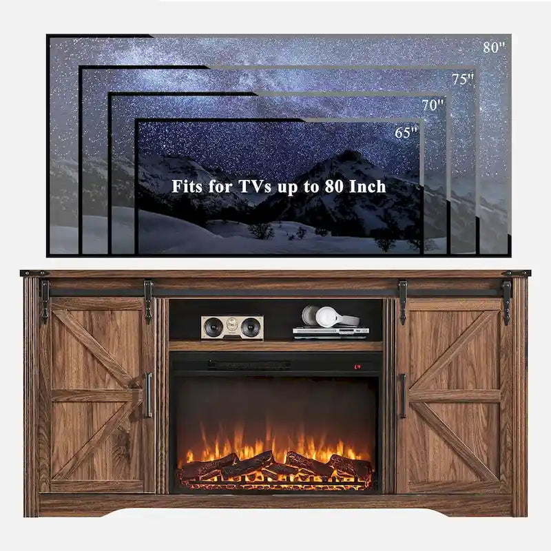 Meuble TV cheminée de style rustique