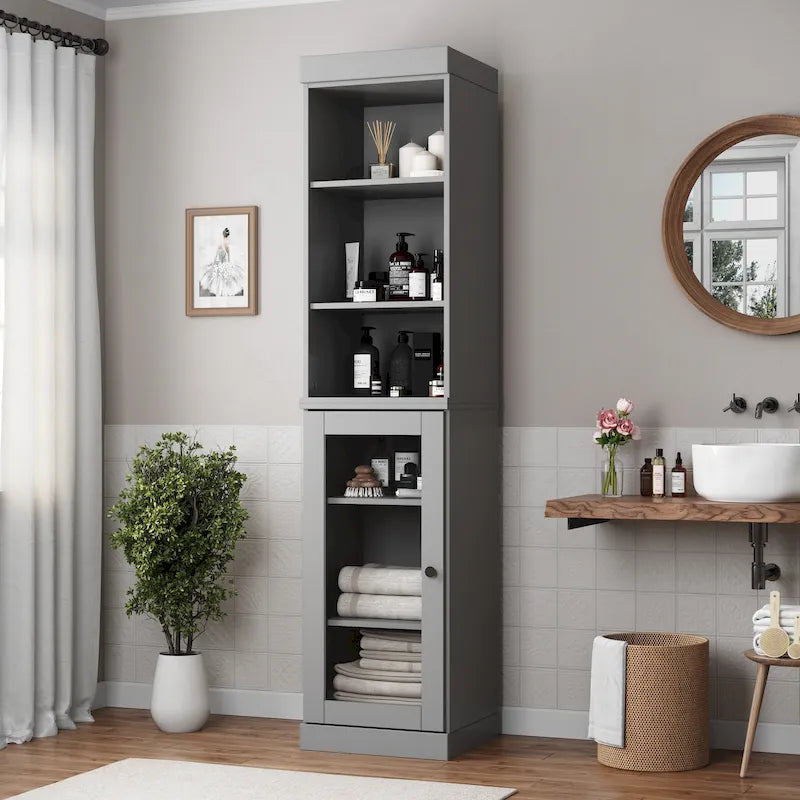 Meuble de rangement de salle de bain de 16,5 cm avec porte en verre transparent