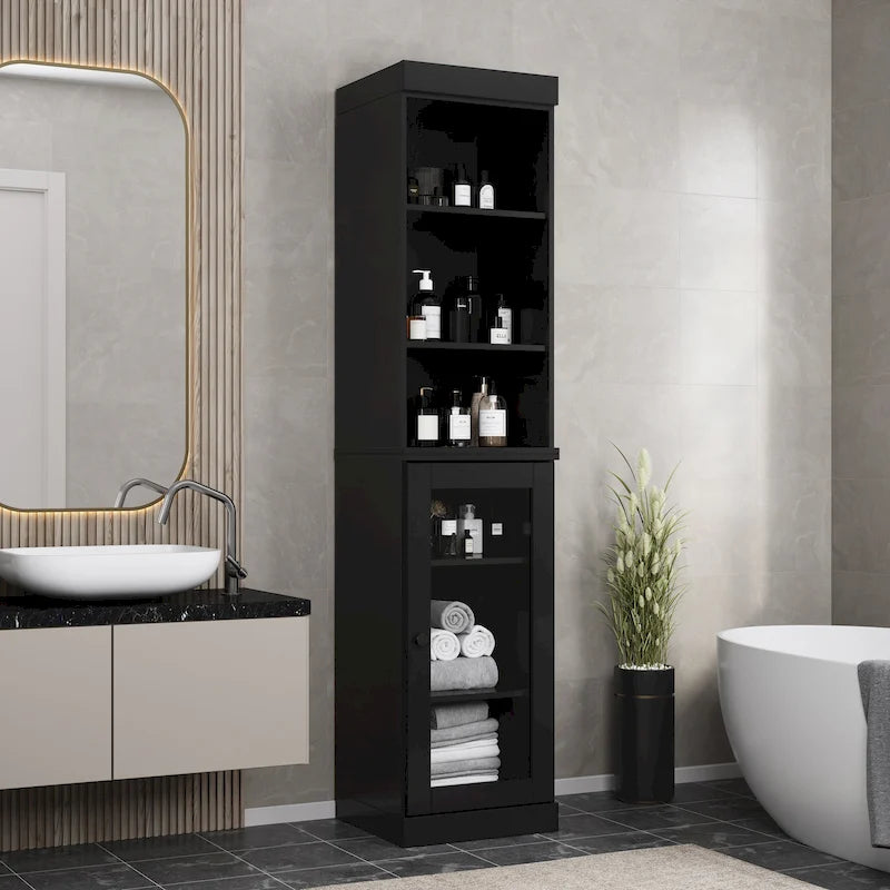 Meuble de rangement de salle de bain de 16,5 cm avec porte en verre transparent