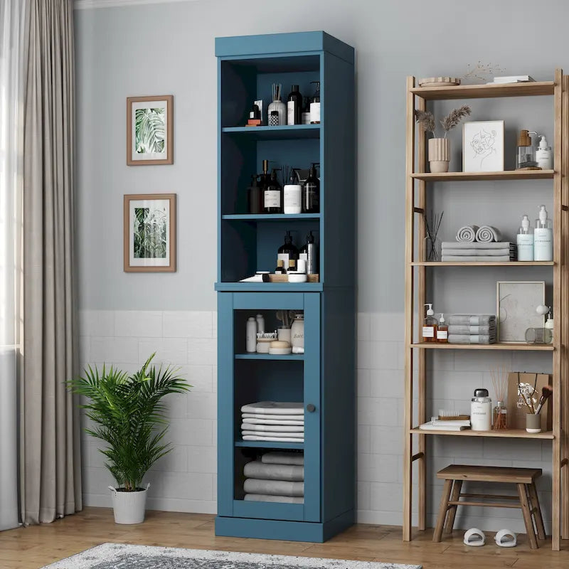 Meuble de rangement de salle de bain de 16,5 cm avec porte en verre transparent