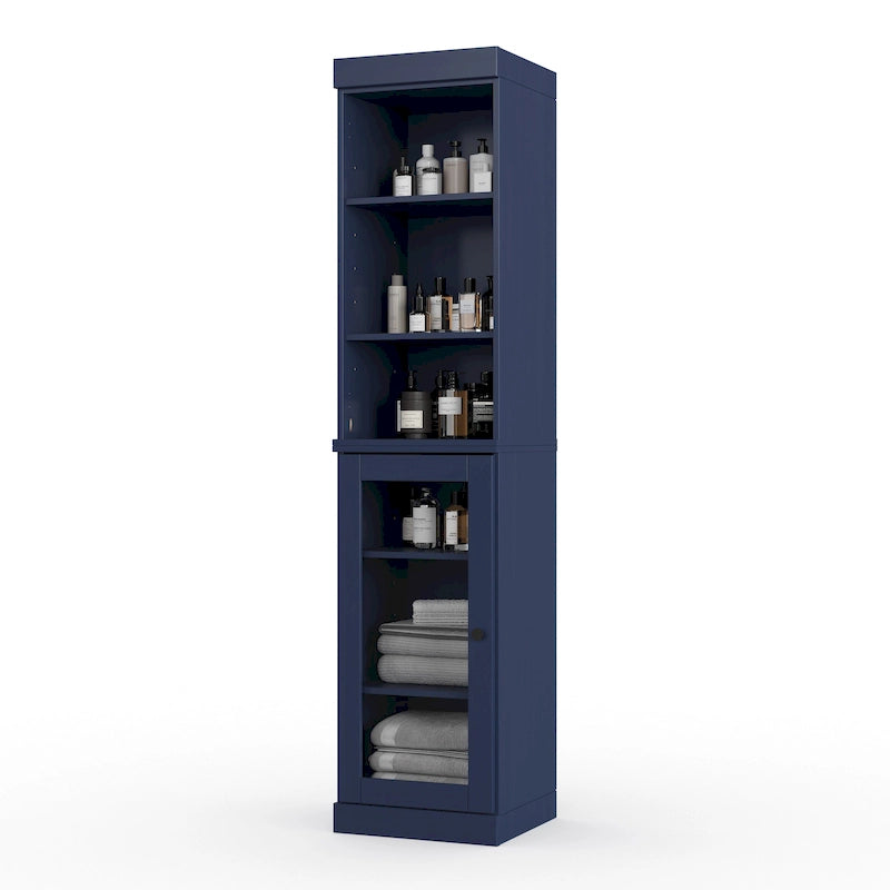 Meuble de rangement de salle de bain de 16,5 cm avec porte en verre transparent