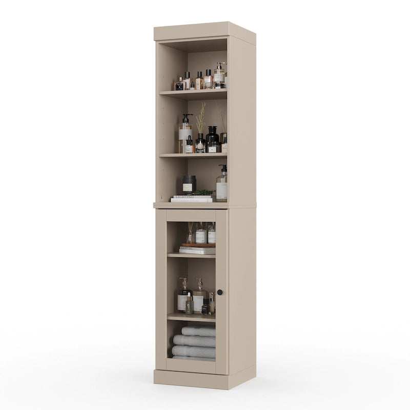 Meuble de rangement de salle de bain de 16,5 cm avec porte en verre transparent