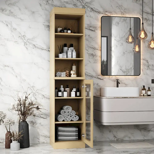 Meuble de rangement de salle de bain de 16,5 cm avec porte en verre transparent