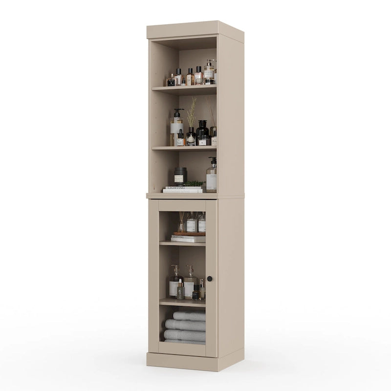 Meuble de rangement de salle de bain de 16,5 cm avec porte en verre transparent