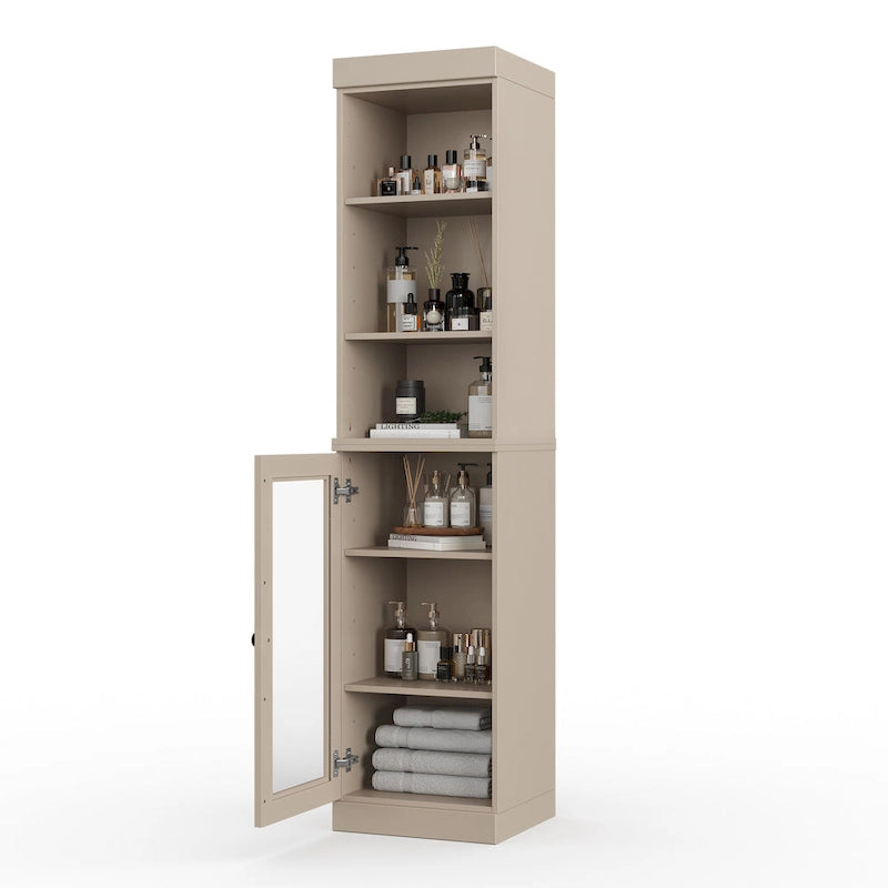 Meuble de rangement de salle de bain de 16,5 cm avec porte en verre transparent