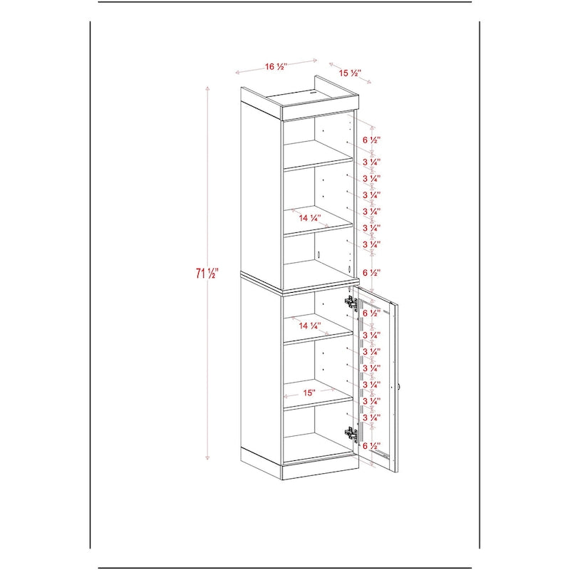 Meuble de rangement de salle de bain de 16,5 cm avec porte en verre transparent