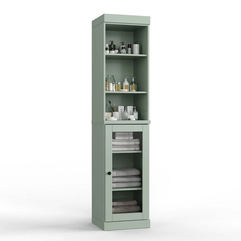 Meuble de rangement de salle de bain de 16,5 cm avec porte en verre transparent