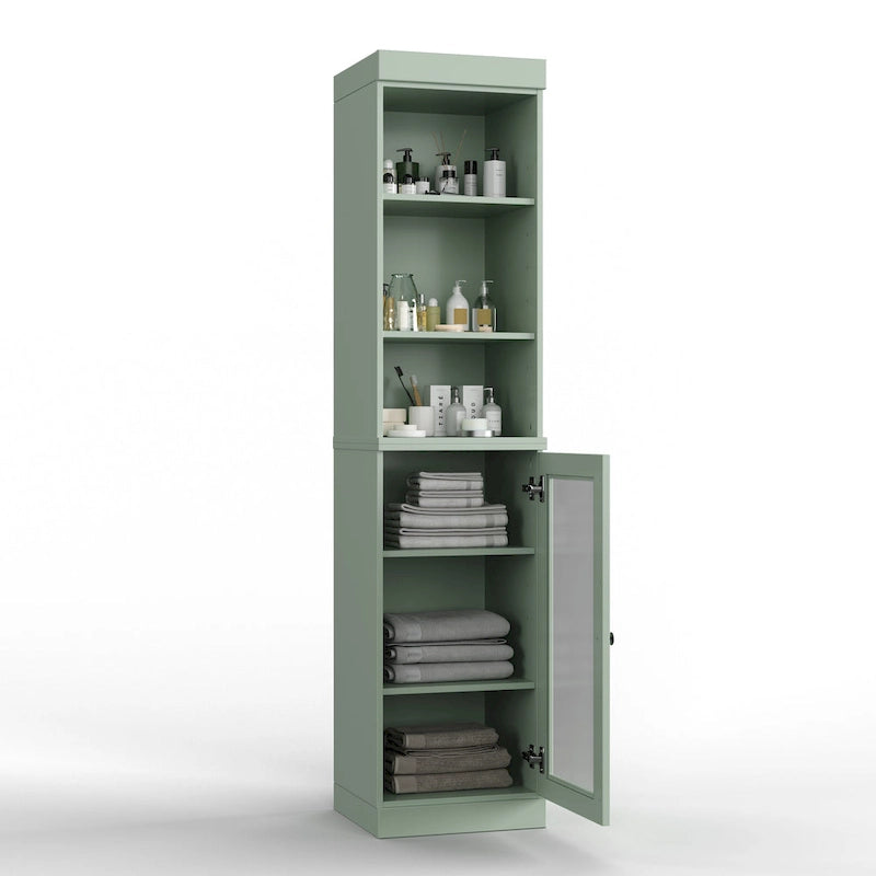 Meuble de rangement de salle de bain de 16,5 cm avec porte en verre transparent
