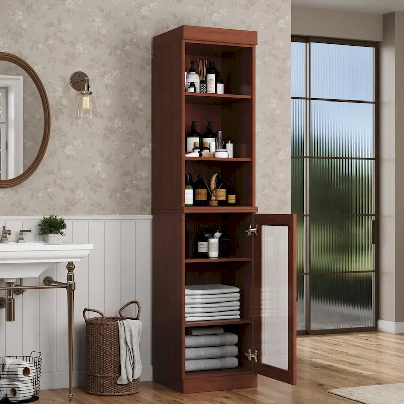 Meuble de rangement de salle de bain de 16,5 cm avec porte en verre transparent