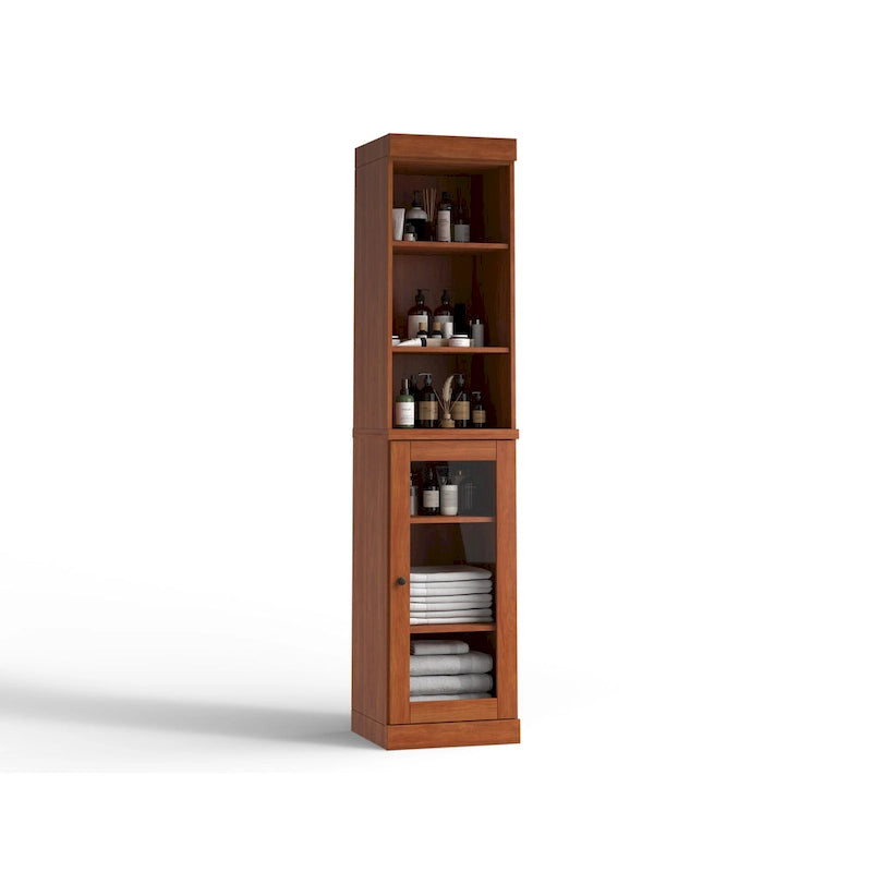 Meuble de rangement de salle de bain de 16,5 cm avec porte en verre transparent