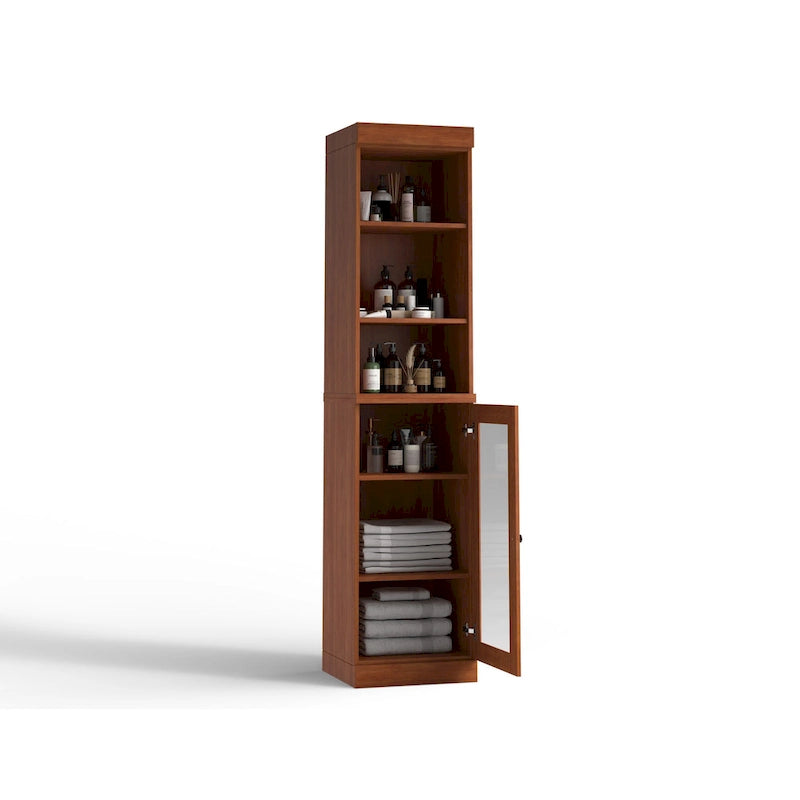 Meuble de rangement de salle de bain de 16,5 cm avec porte en verre transparent