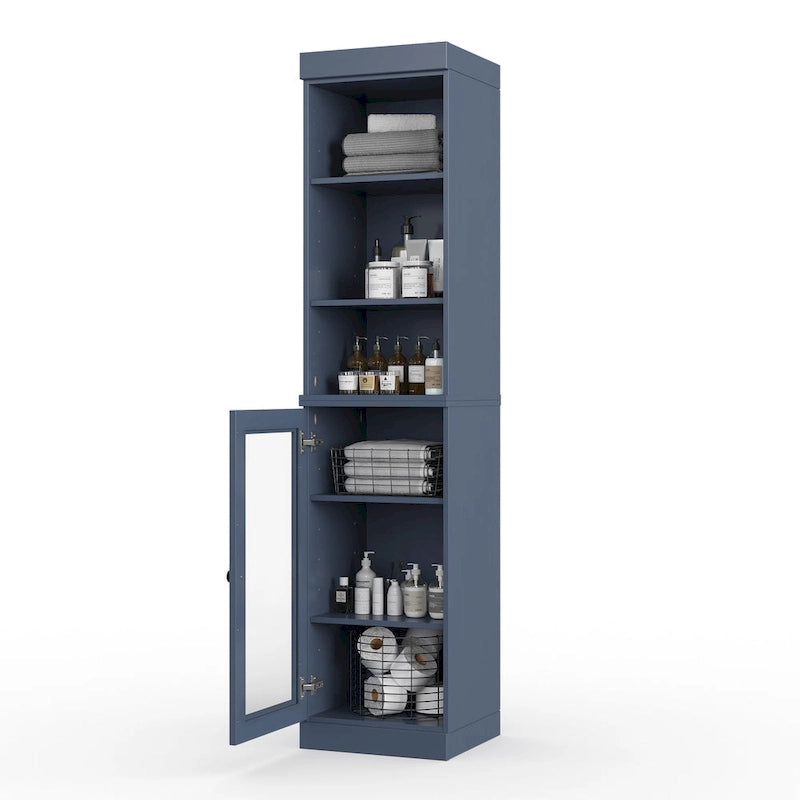 Meuble de rangement de salle de bain de 16,5 cm avec porte en verre transparent