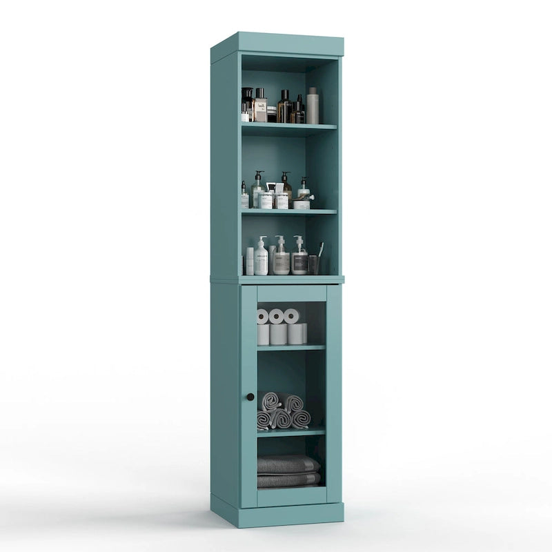 Meuble de rangement de salle de bain de 16,5 cm avec porte en verre transparent