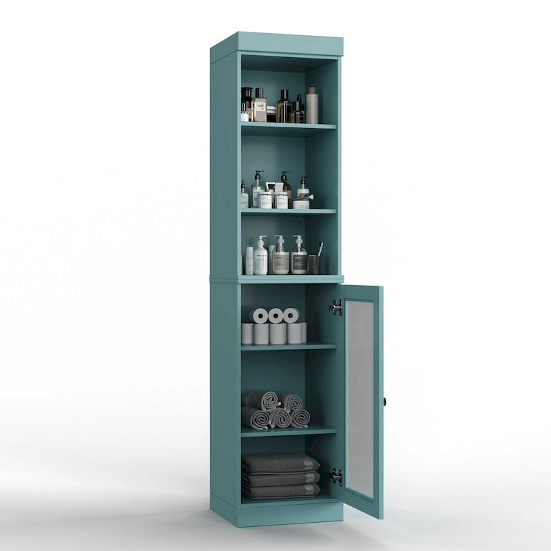 Meuble de rangement de salle de bain de 16,5 cm avec porte en verre transparent