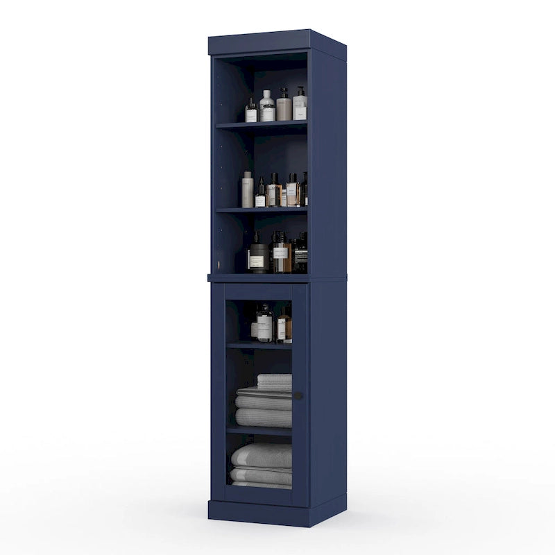 Meuble de rangement de salle de bain de 16,5 cm avec porte en verre transparent