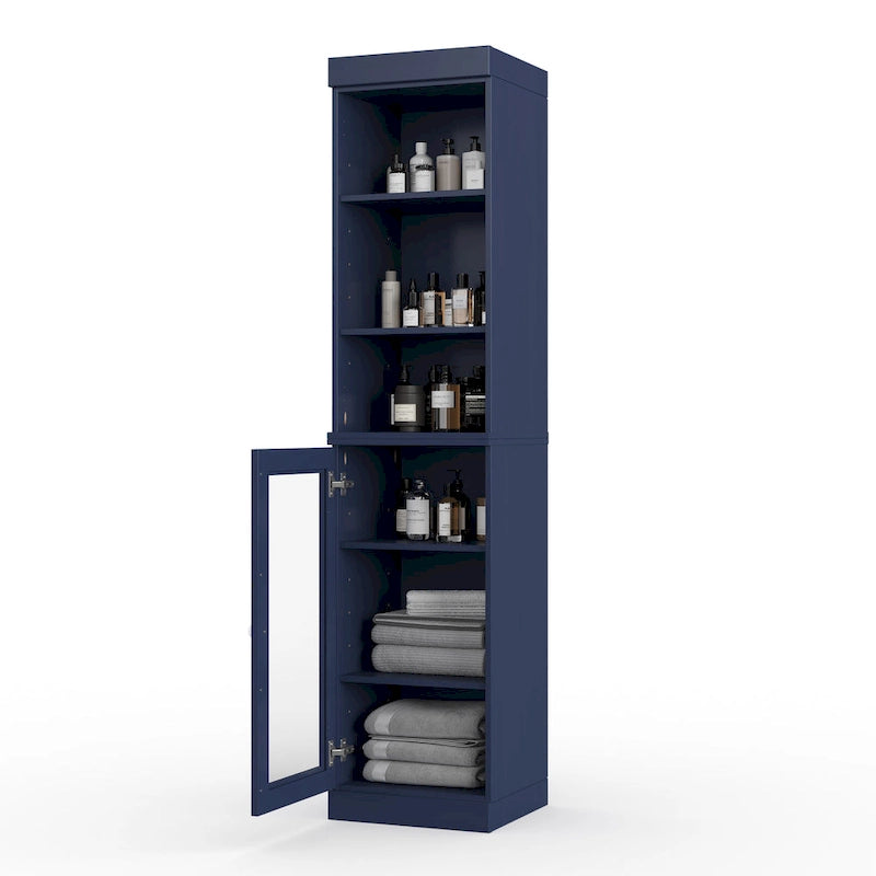 Meuble de rangement de salle de bain de 16,5 cm avec porte en verre transparent