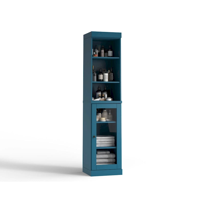 Meuble de rangement de salle de bain de 16,5 cm avec porte en verre transparent