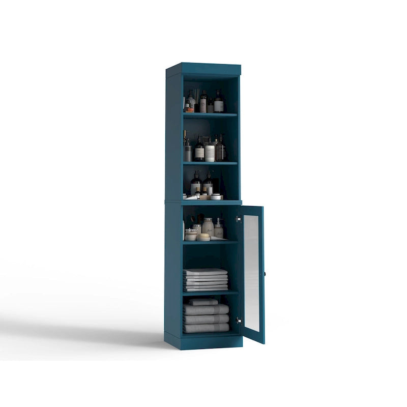 Meuble de rangement de salle de bain de 16,5 cm avec porte en verre transparent