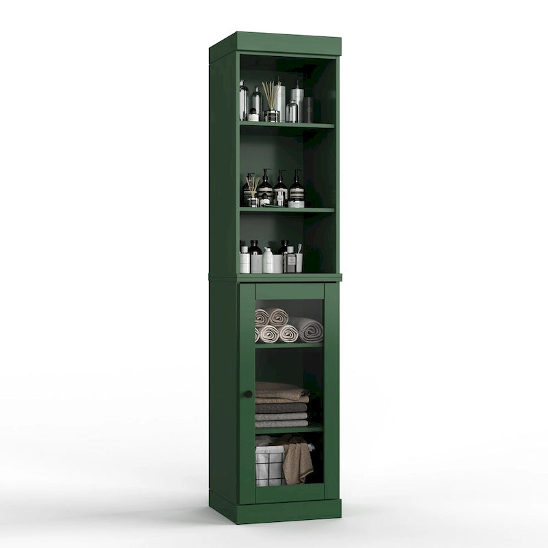 Meuble de rangement de salle de bain de 16,5 cm avec porte en verre transparent
