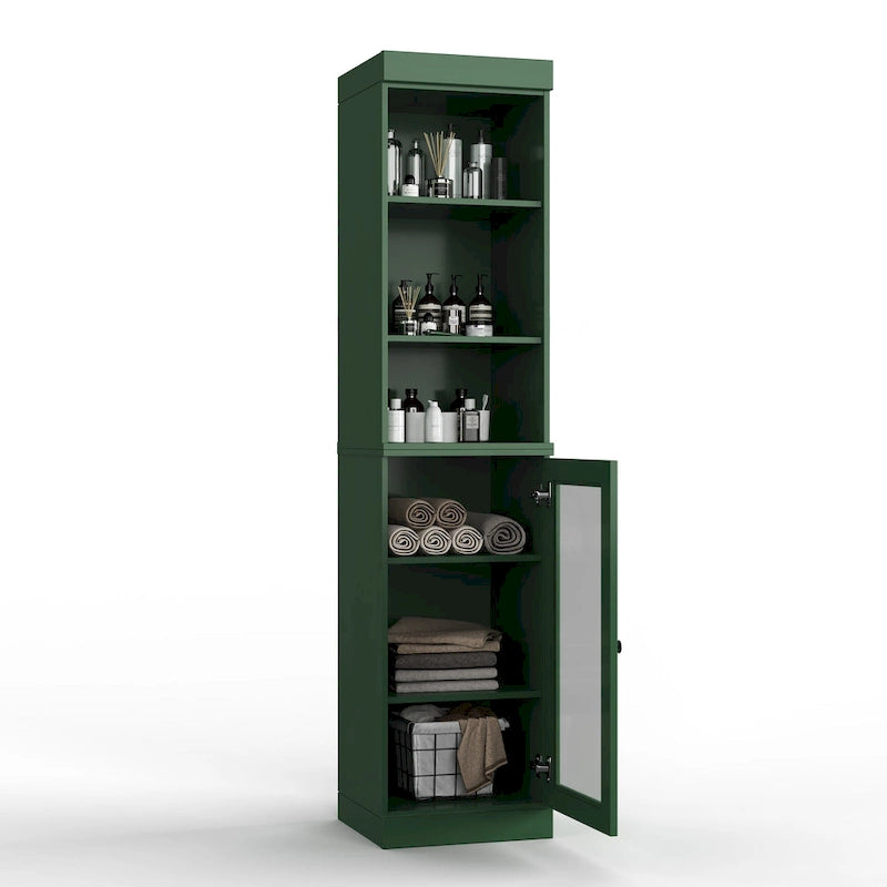Meuble de rangement de salle de bain de 16,5 cm avec porte en verre transparent