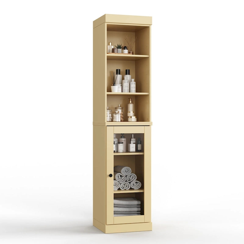 Meuble de rangement de salle de bain de 16,5 cm avec porte en verre transparent