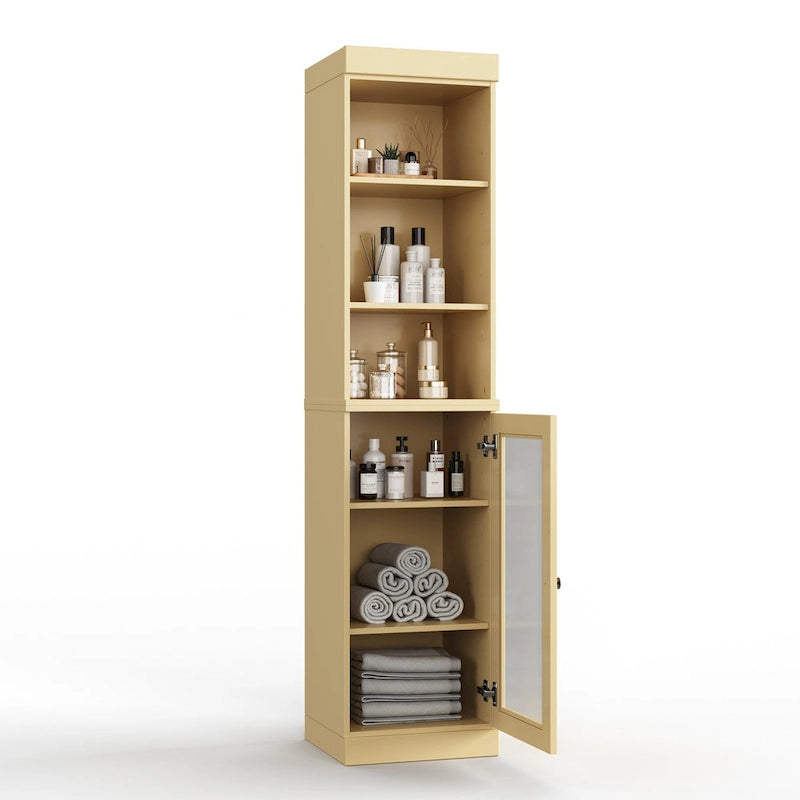 Meuble de rangement de salle de bain de 16,5 cm avec porte en verre transparent