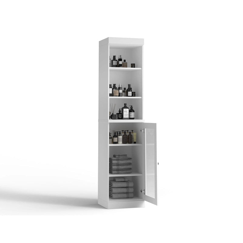 Meuble de rangement de salle de bain de 16,5 cm avec porte en verre transparent
