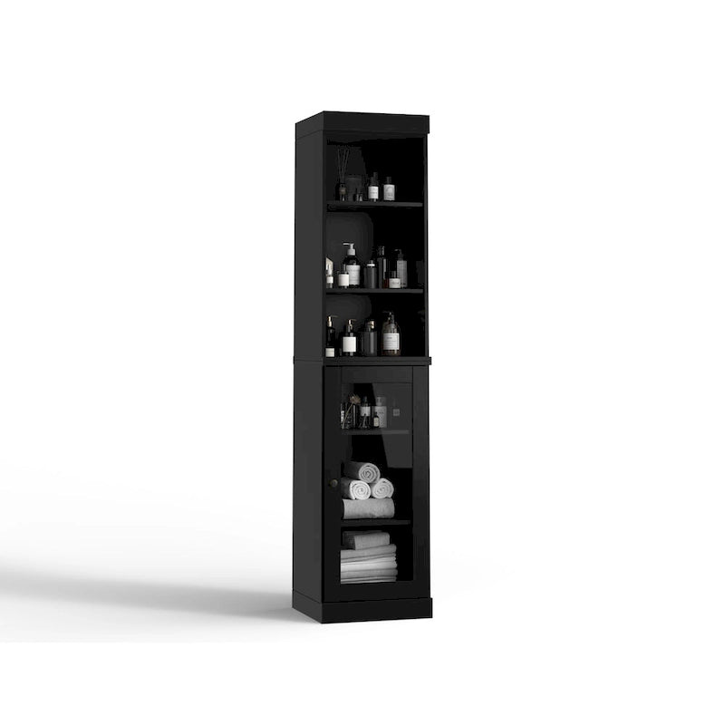 Meuble de rangement de salle de bain de 16,5 cm avec porte en verre transparent