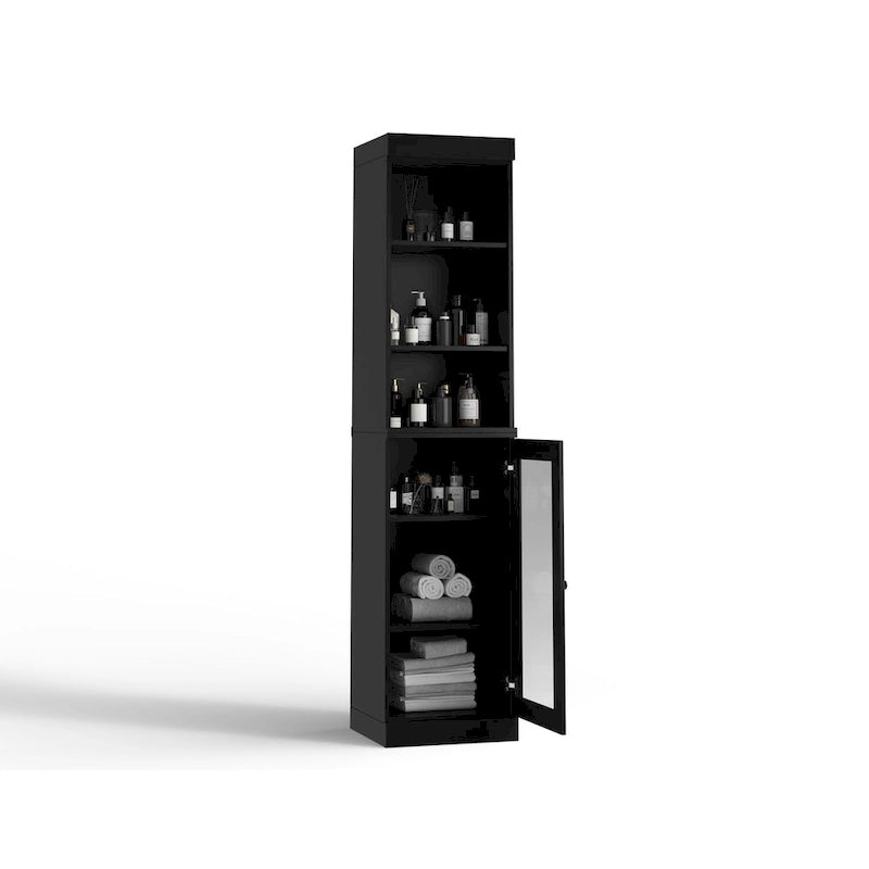 Meuble de rangement de salle de bain de 16,5 cm avec porte en verre transparent