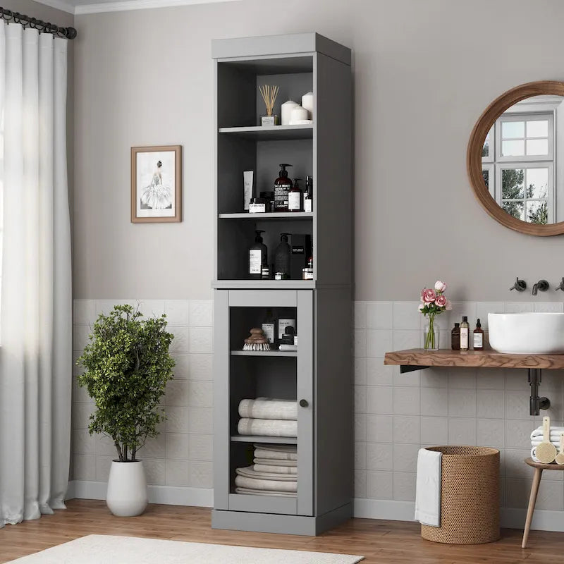 Meuble de rangement de salle de bain de 16,5 cm avec porte en verre transparent