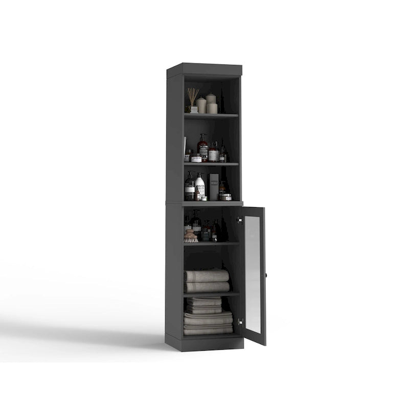 Meuble de rangement de salle de bain de 16,5 cm avec porte en verre transparent
